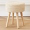 Foot Stool Pouf Ottomans with Solid Wood Legs Hand Weave Footrest Step Stool (13"D x 13"W x 16.3"H) (Natural)